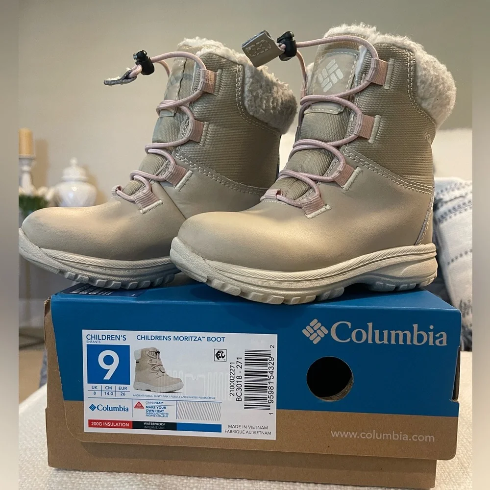Columbia Kids' Moritza Boots - Beige and Pink